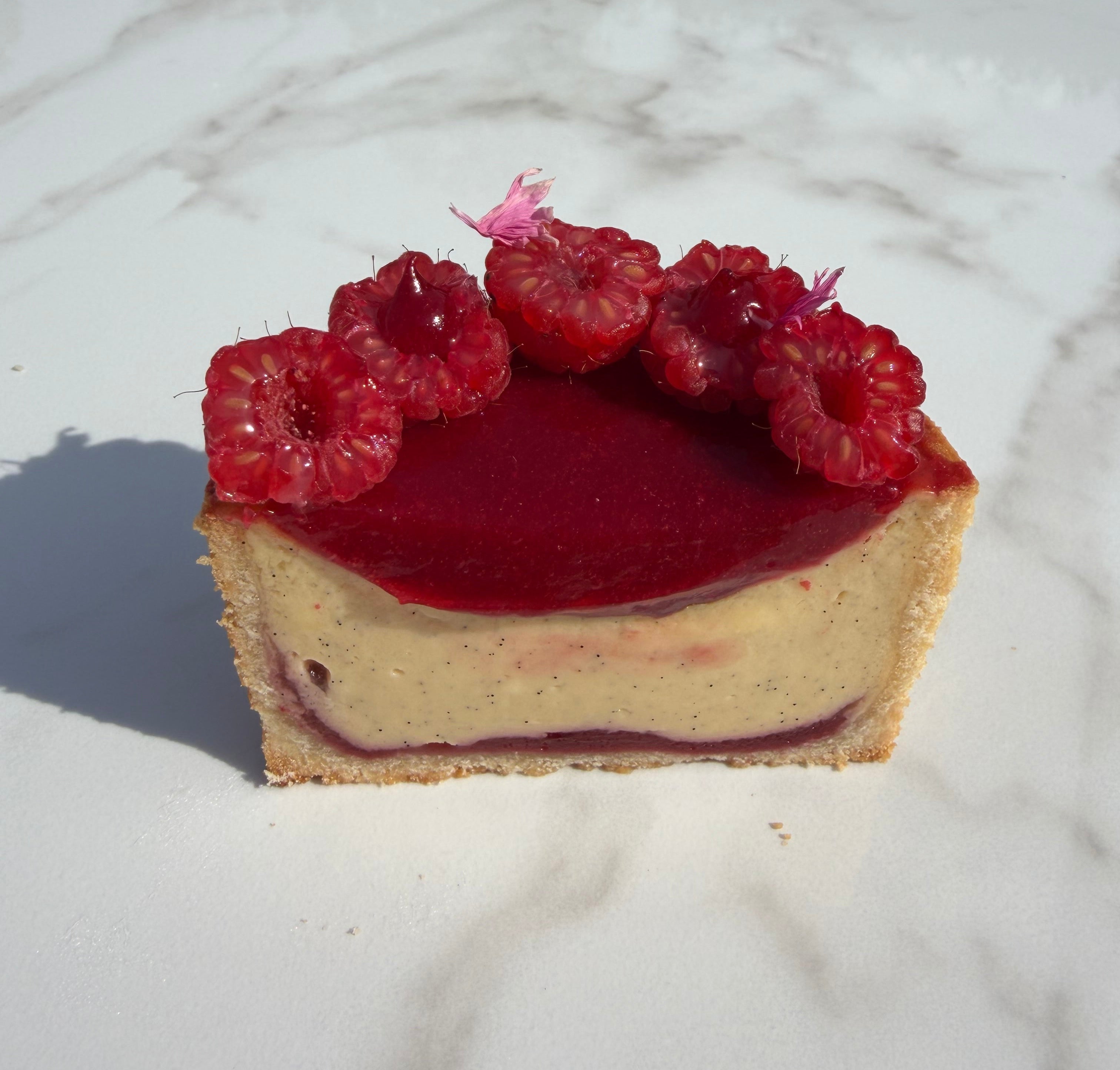 Flan vanille framboise